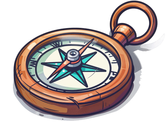 Vintage-style compass with a detailed directional needle.